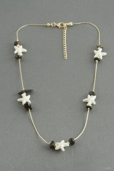 ZERO LAND SVL-SHOP Starfish Broken Natural Stone (204822) Necklace, Black