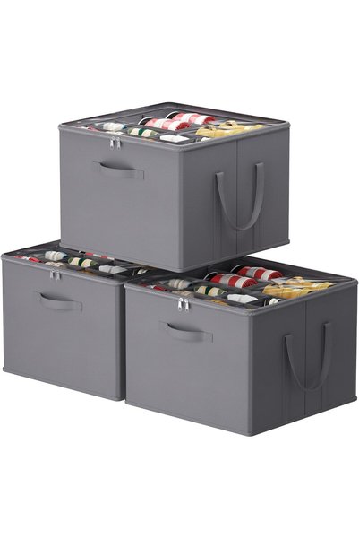 Lifewit Shoe Storage Organizer for Closet, Holder Box, 3 Pack, Gray