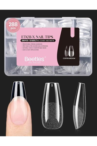 beetles Gel Polish أطراف أظافر جل بيتس متوسطة الطول بتصميم كوفين إتش إكس، 12 ...