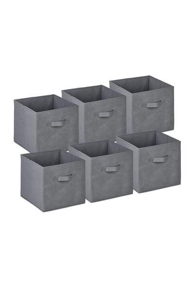 Relaxdays Set de 6 cutii de depozitare, Relaxdays, gri, 26,5 x 28 x 28 cm