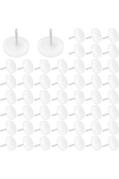 KASTWAVE 50-Pack 19mm Chair Leg Caps with Nails - White Plastic Glides for Fu...