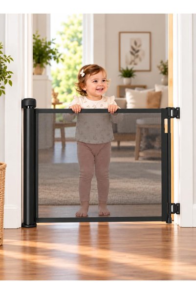 Zaprus حاجز أمان للأطفال قابل للسحب، مقاس 86 × 150 سم، حاجز شبكي للسلالم، منا...