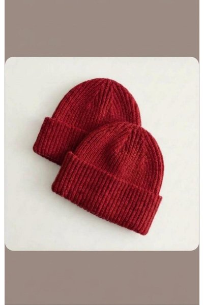 TNR SPORT Unisex Foldable Red 2-Piece Beanie Set