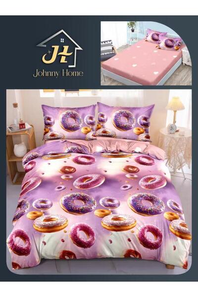 CasaDesteapta.ro Bedding set with pink fitted Bed Sheet 180x200 cm and lilac ...