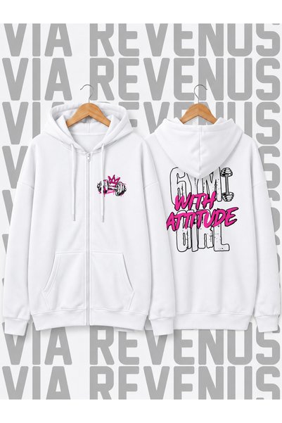 Vordevia Gym Girl Unisex Zip-Up Hooded Cardigan with Front and Back Prints