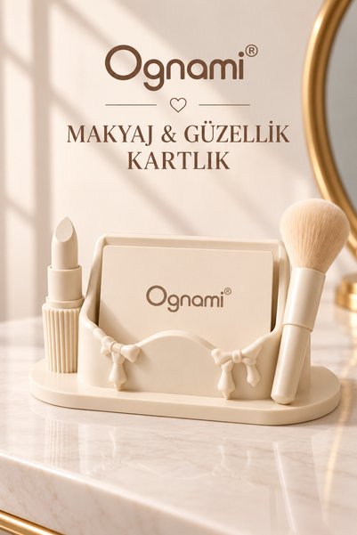Ognami 3D Makeup-Themed Business Card Holder - Desktop Card Holder with 3D-Pr...