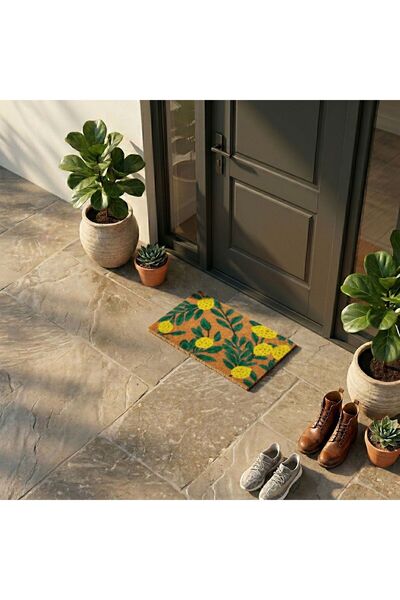 Relaxdays Covoraș de intrare 60x40cm Galben Nucă Verde Maro Deschis