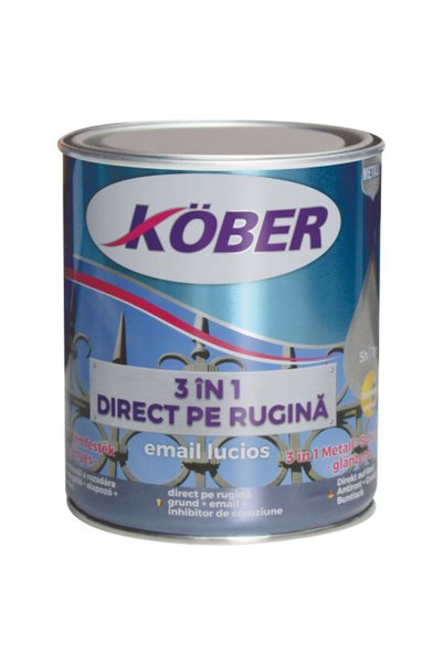 Kober Email lucios anticoroziv 3 în 1 argintiu, 0.75 l