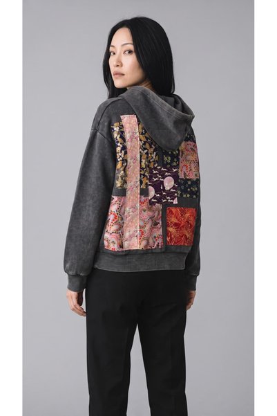 OEM Hanorac Oversize cu Fermoar, Acid Wash, Spate Patchwork Stil Japonez – Gr...