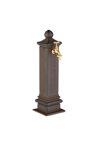 Relaxdays fântână decorativă metalică, coloană, 47x18.5x14 cm, culoare maro/a...