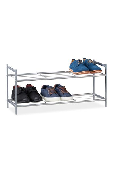 Relaxdays Raft de pantofi cu 2 niveluri, Relaxdays, Gri, 33,5 x 69,5 x 26 cm