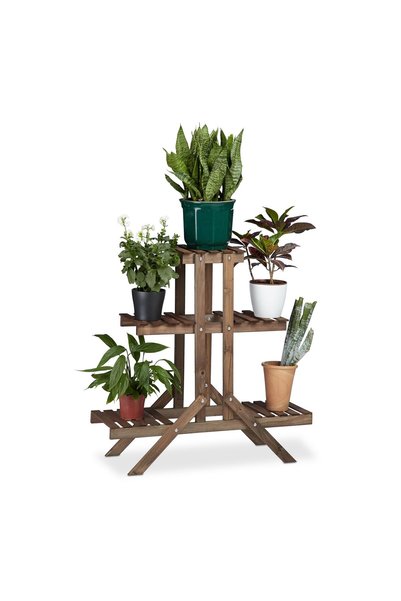 Relaxdays Suport pentru plante, 3 etaje, 82,5x28,5x83 cm, culoare maro închis...