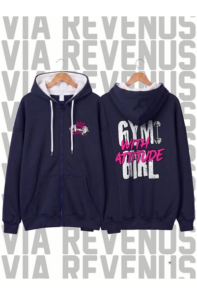 Vordevia Gym Girl Unisex Zip-Up Hooded Cardigan with Front and Back Prints