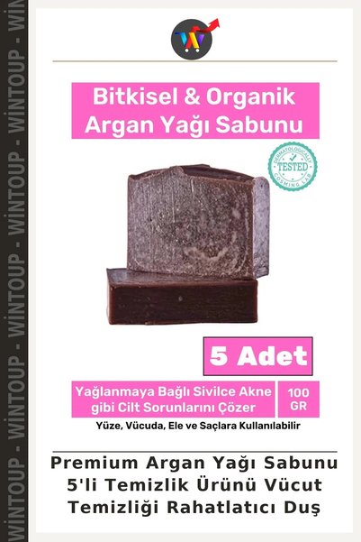 Wintoup Premium Argan Oil Soap, 5-Pack Cleaning Product, Body Cleansing, Soot...