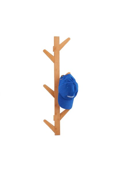 Relaxdays Cuier de perete, Bambus, 78 x 22 x 7 cm, 6 cârlige, Maro deschis