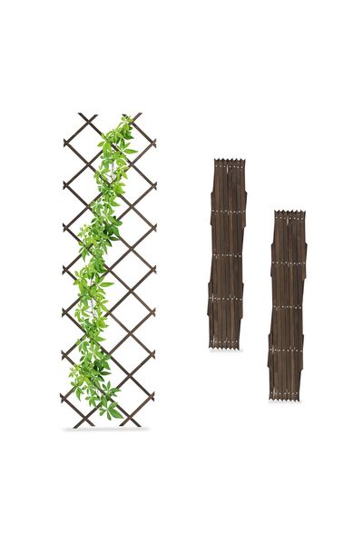 Relaxdays Set de 3 spalieri extensibile 180x60 cm, maro, 180x1x60 cm