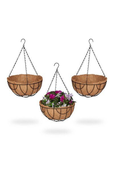 Relaxdays Set de 3 ghivece suspendate, Relaxdays, negru/, 50x31cm