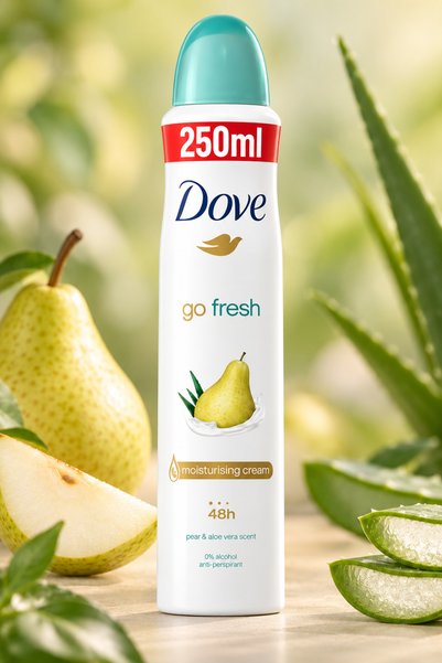 Dove Antiperspirant spray Go Fresh pară și aloe vera 48h, 250 ml