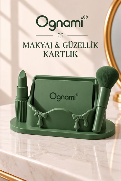 Ognami 3D Makeup-Themed Business Card Holder - Desktop Card Holder with 3D-Pr...