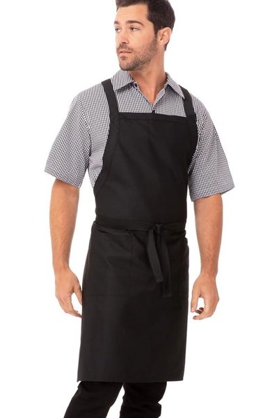 Chef Works مريلة مطبخ للجنسين بتصميم متقاطع الظهر (عبوة من قطعة واحدة)