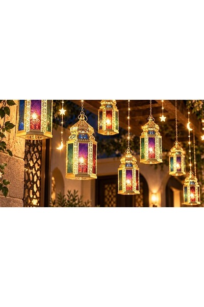 Generic Brand فانوس رمضان ذهبي راقي – إضاءة صفراء دافئة تملأ منزلك ببهجة الشه...