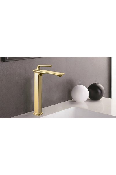 Generic Brand Long Square Round Head Matte Gold Basin Mixer with Leat