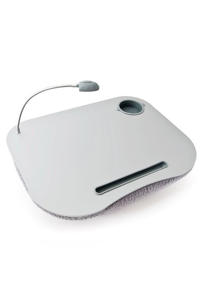 Relaxdays Laptop Pillow Stand with LED, Grey, 17.3 inch, Plastic, Textile