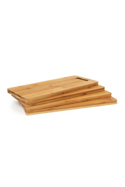 Relaxdays Set de 4 tocătoare din bambus, 1,5 x 35 x 15 cm