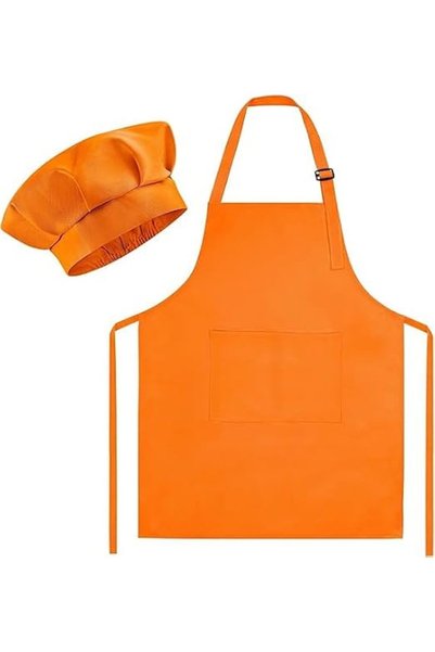 GENERAL Kids Apron and Chef Hat Set Children Apron Adjustable with 2 Pockets ...