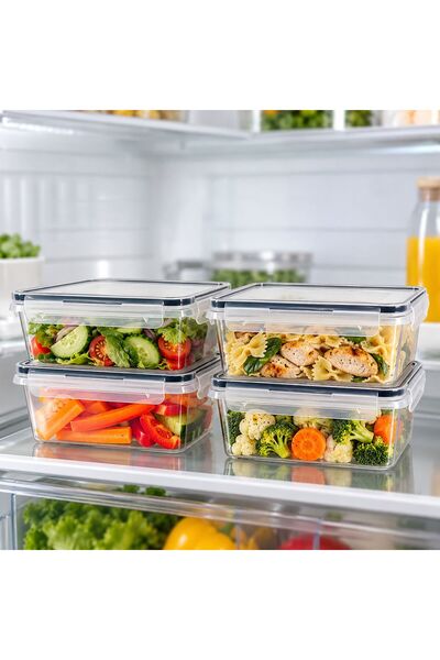 Relaxdays Cutii pentru depozitarea alimentelor, set de 3 recipiente din plast...