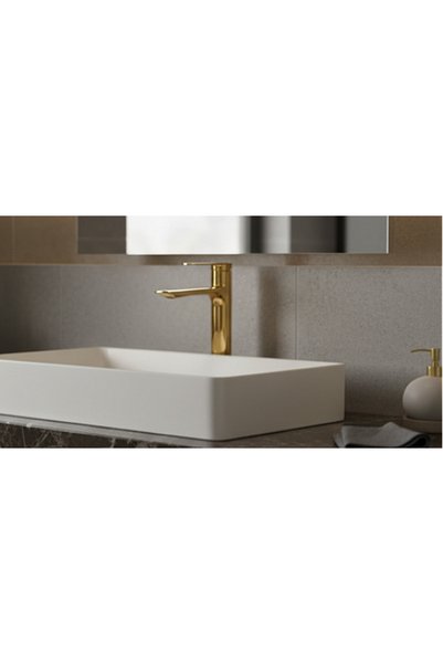 Generic Brand Long Gold Matte Wash Basin Mixer with Liat