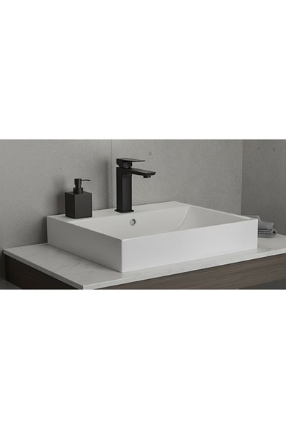 Generic Brand Black Square Short Sink Mixer with Lites and Tap