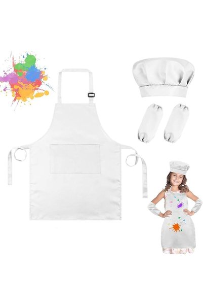 GENERAL Kids Chef Apron Set with Hat Sleeve Set, Adjustable Children Apron wi...