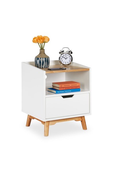 Relaxdays Κομοδίνο, λευκό, MDF, 50 x 43 x 40 εκ.