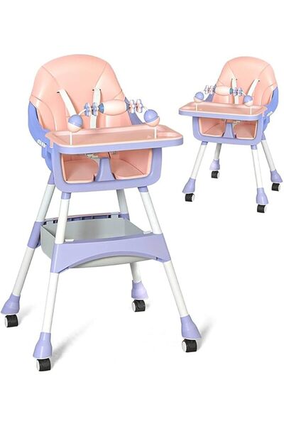 Generic ALBADER High Baby Feeding Chair with Floor Wheels, Adjustable Height ...