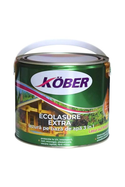 Kober Lazură Ecolasure Extra 3 in 1 pe bază de apă nuc, 2.5 l