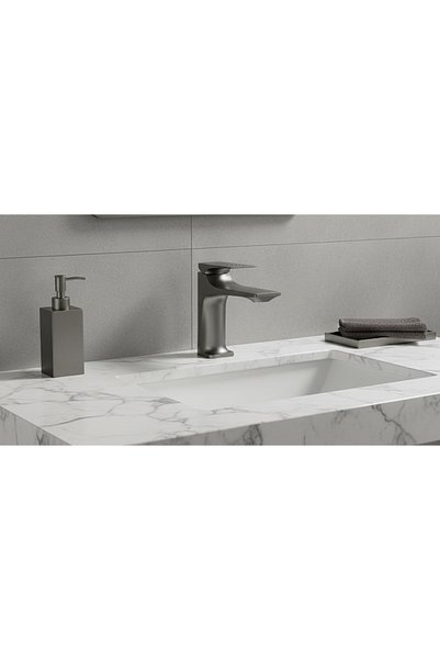 Generic Brand Short Square Basin Mixer with Diamond Decoration on the Handle,...