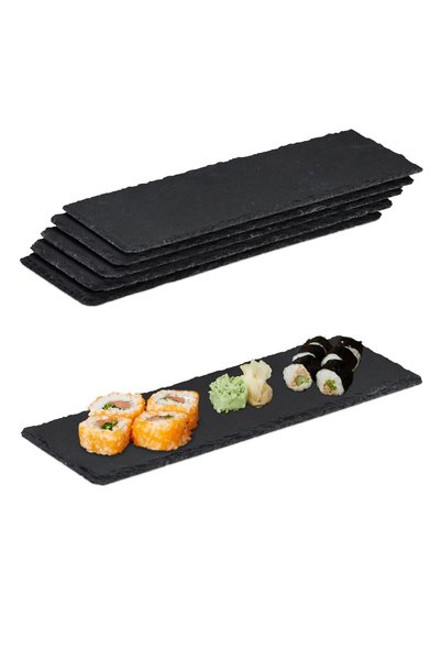 Relaxdays Suport pentru pahare Slate 30 x 10 cm, set de 6, antracit, 0.8x10x3...