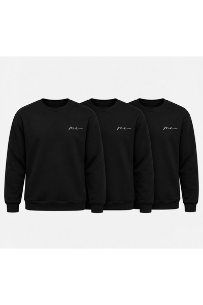 Me selection Unisex 3-Piece Set of Crew-Neck Sweatshirts with Embroidered Logo