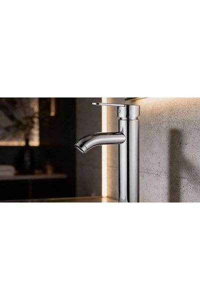 Generic Brand Long Round Gray Wash Basin Mixer with Liat