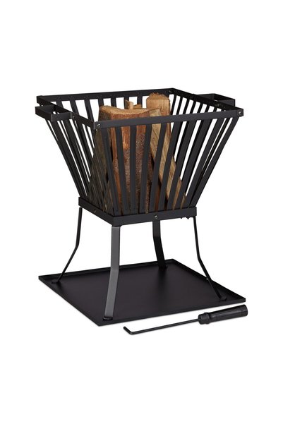Relaxdays Focar de exterior, 56 x 56, 5 x 45 cm, negru