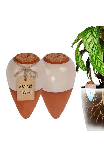Relaxdays Set de 2 conuri de udare a plantelor Relaxdays, din lut, 350 ml, si...