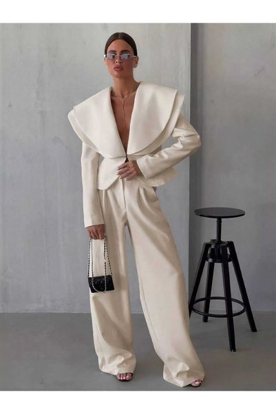 Estilo Fashion Γυναικείο σύνολο Lea με σακάκι και παντελόνι με διπλό ύφασμα γ...