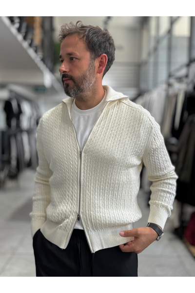 BYBASICMAN Бейжова трикотажна блуза з ципом MRK-2850