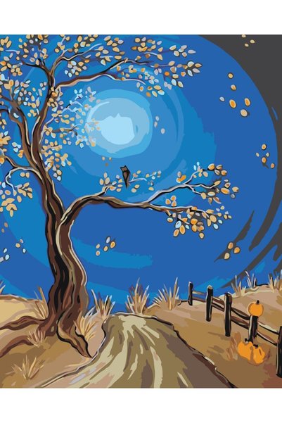 Painting-numbers Set pictura pe numere Copac si luna 3137, panza pe rama lemn...