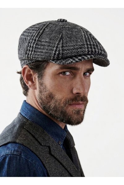 STELLA VESTİNO Vintage British Classic Chic Plaid Flat Cap - Peaky Blinders S...