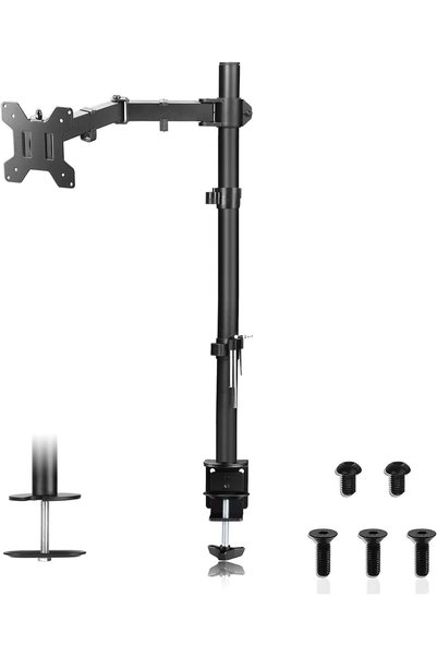 suptek Single Monitor Arm, Tall Monitor Stand 80cm Pole, Max Load 10kg, Monit...