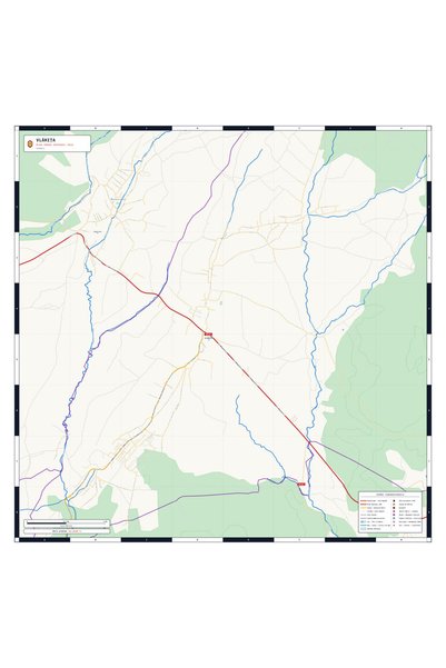 OEM Декоративна стенна карта Влахича, Класически стил, 100x100 см, Водоустойч...