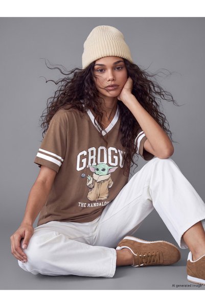 LC Waikiki XSIDE Brown Jersey Printed Oversized Short-Sleeve Women's T-Shirt,...