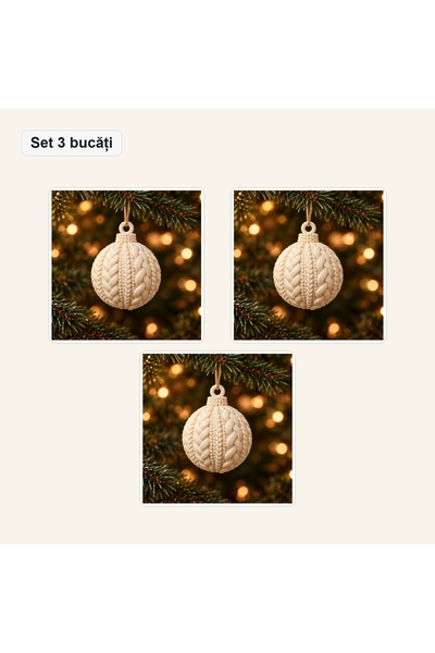 OEM Set 3 bucăți - Glob tricotat de Crăciun pentru brad - 5,4 × 5,13 × 6,5 cm